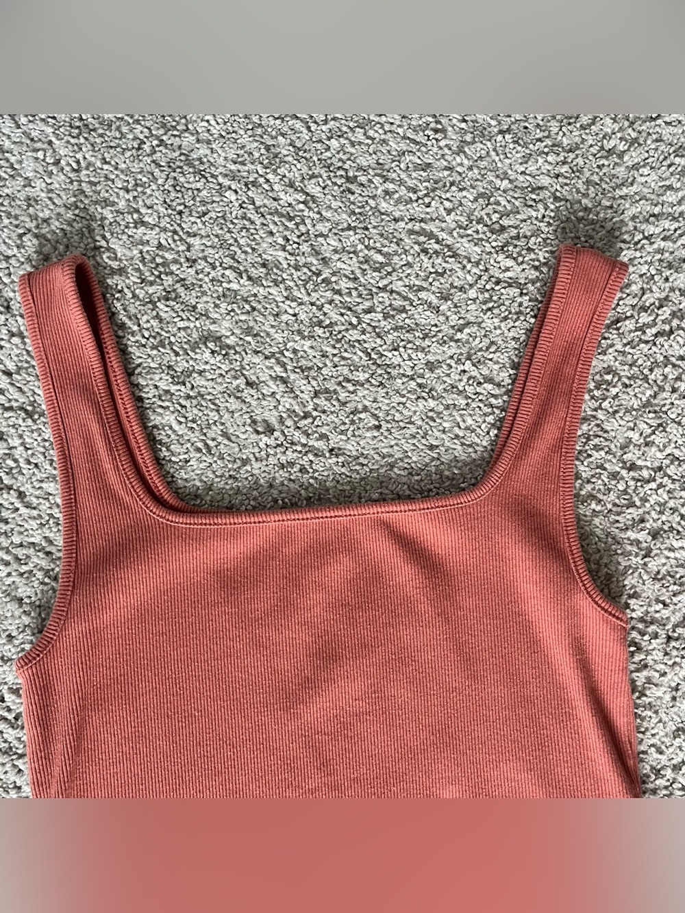 Old Navy Ribbed Square-Neck Crop Tank Top - Coral - Picture 2 of 10